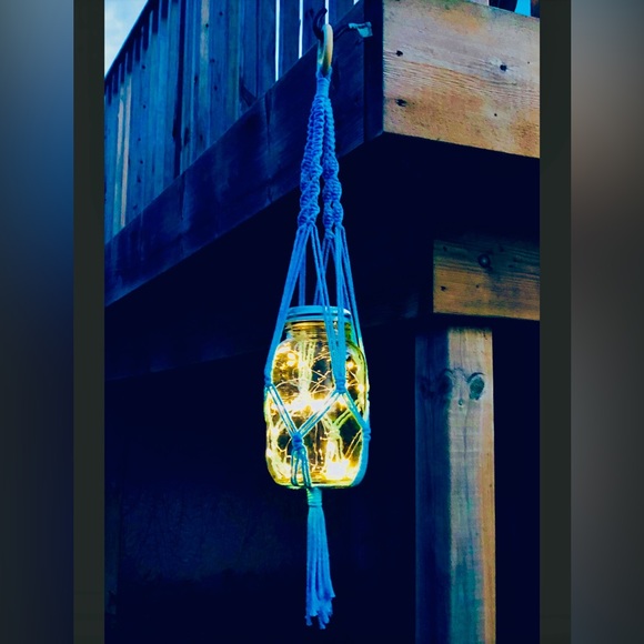 💡New Handmade Macrame Hanging Solar Lantern - Picture 3 of 8